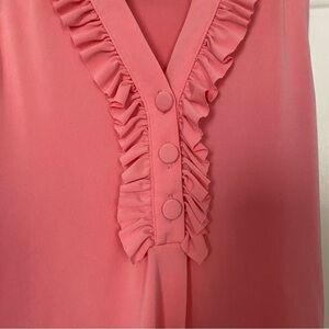 Rampage Tank Pull Over V-Neck w/ Ruffled Collar Tank Ruffled Front Pirate Size M